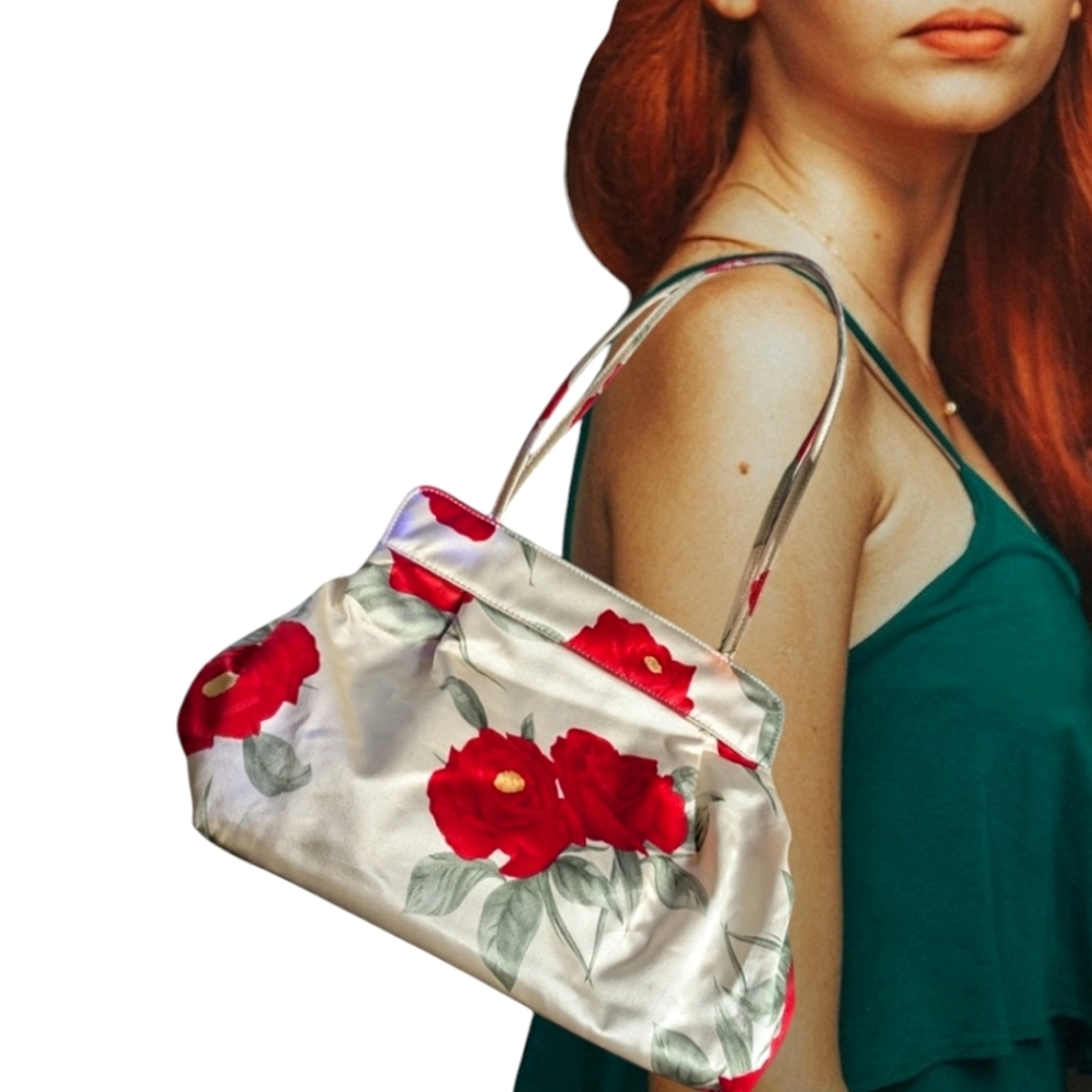 Vintage Isabella Fiore Roses flowers Y2K silk bag